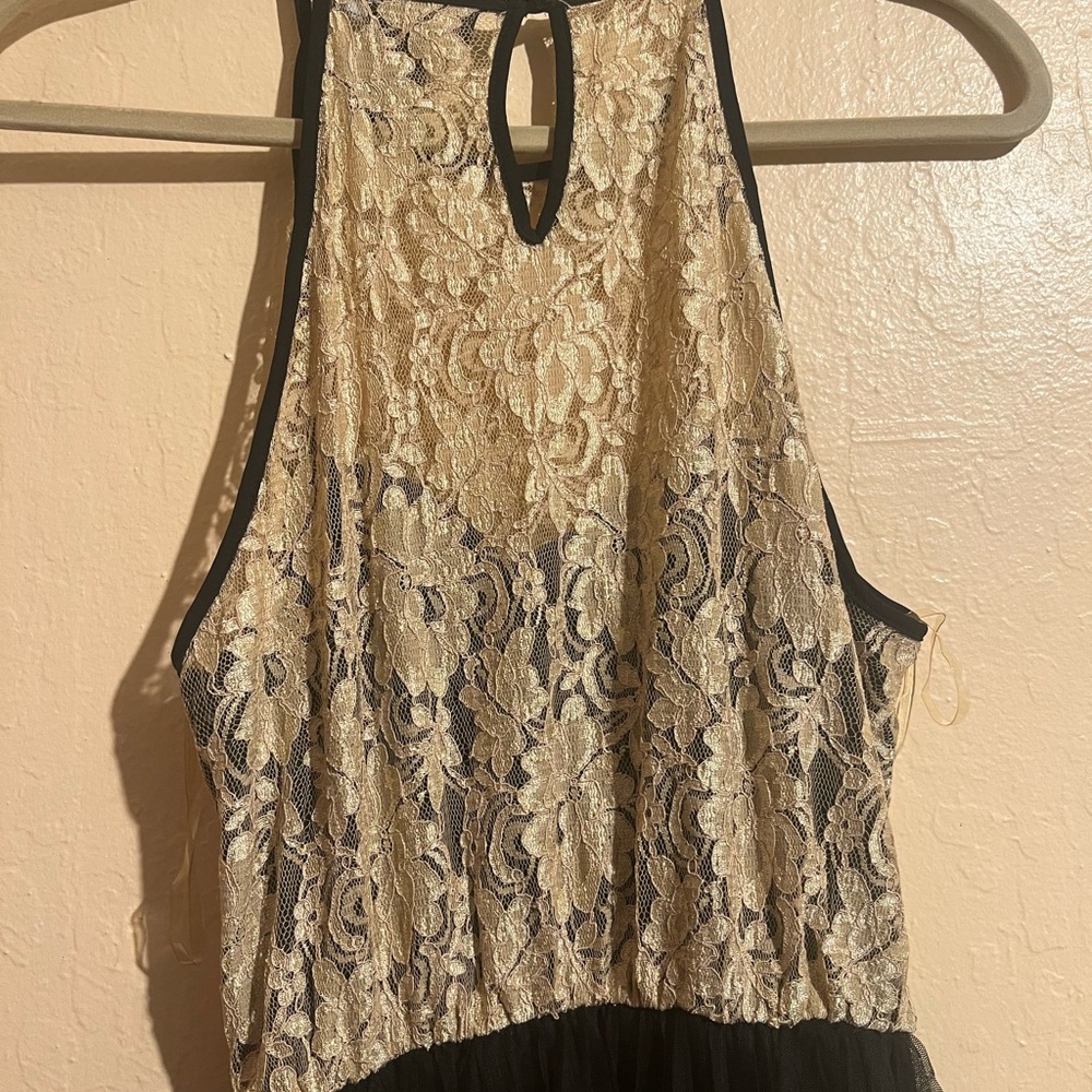 Candie's Black and Beige Lace Halter Dress - Picture 3 of 4